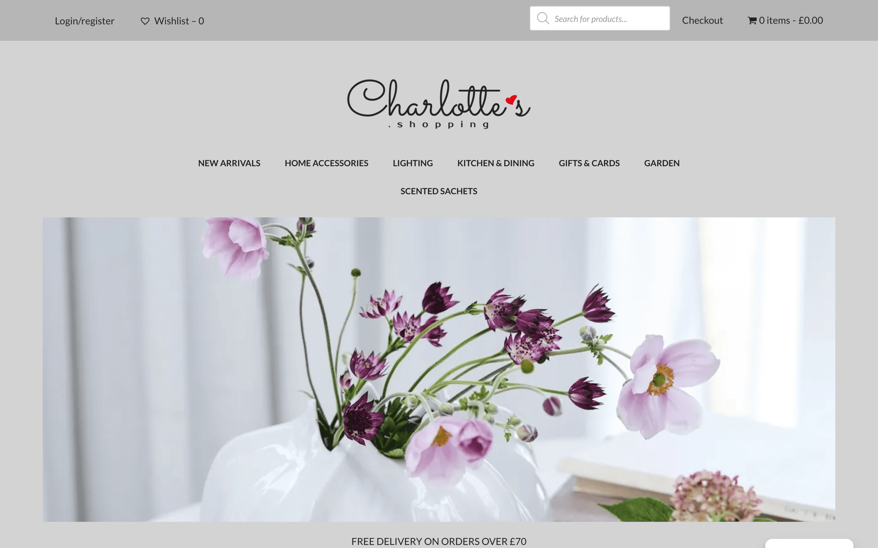 Charlotte's Shopping website homepage