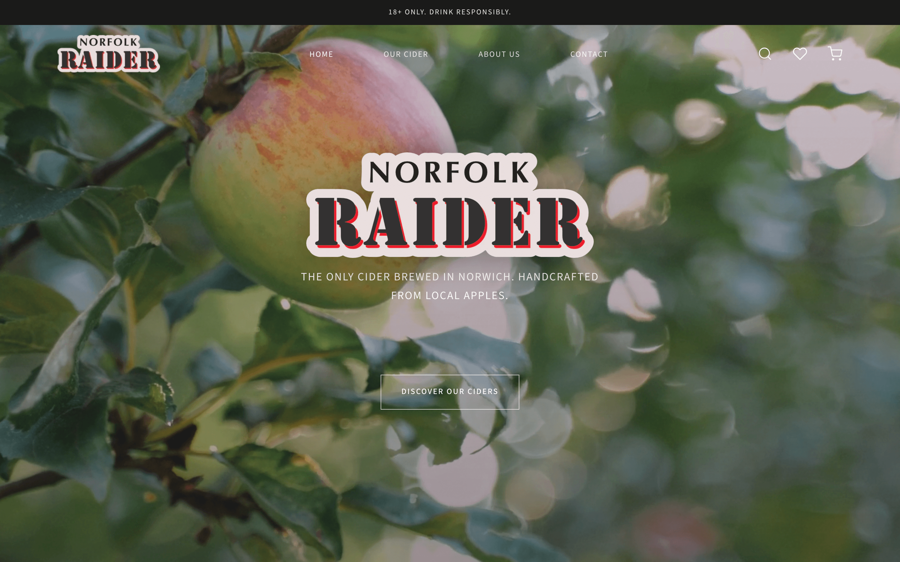 Norfolk Raider Cider Shopify store homepage